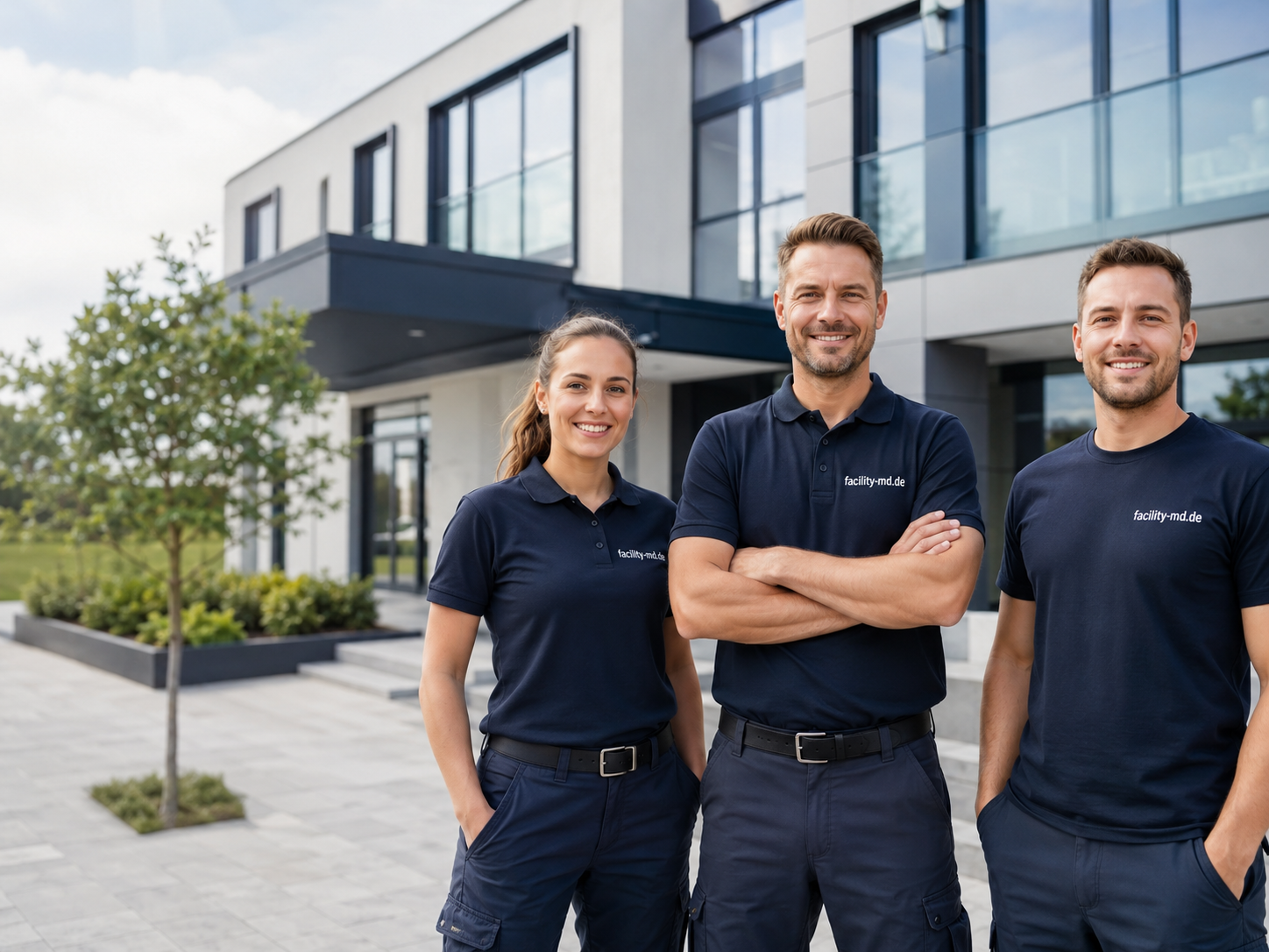 Team von facility-md.de bei einem Gebäudedienstleistungsprojekt